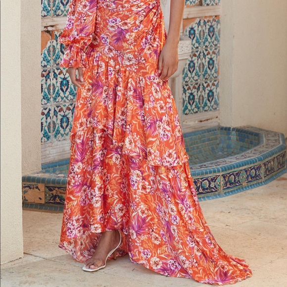 AMUR Dresses Amur Pink Orange Oneshoulder Formal Dress Size Poshmark